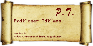 Prácser Tímea névjegykártya